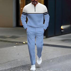 Ensemble de survêtement personnalisé à demi-zip pour homme, OEM ODM, 2 pièces, sweat-shirt en polaire, polyester, streetwear décontracté, tenue de jogging - Product Image 2
