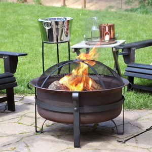 Large outdoor iron <b>fire</b> <b>pit</b> with protective spark screen for family gatherings and safe entertaining garden nights - Product Image 2