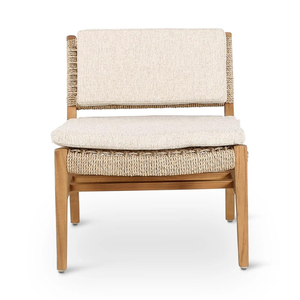 Chaise de jardin en teck avec ornements en tissu tressé pour la décoration de la maison et de l'extérieur - Product Image 3