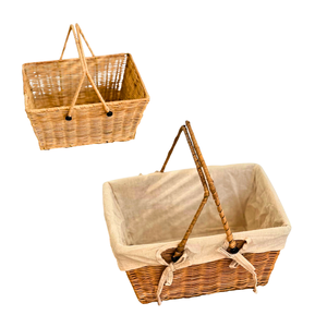 Cesta de Almacenamiento de Mimbre Ecológica con Forro de Algodón Extraíble, Forma Rectangular, para Regalos y Decoración del Hogar, Vietnam - Product Image 1