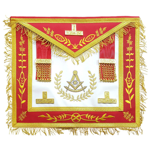 Custom Embroidered 3D <b>Sew</b>-On Masonic Badges Red White Gold Trim Classical Style Freemason Regalia Ceremonial Accessory - Product Image 1