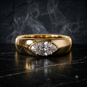 Bague classique en argent 925 plaqué or 18 carats avec moissanite taille marquise, solitaire diamant, pour fiançailles et mariage - Product Image 1