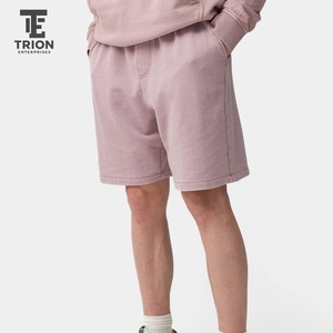 Shorts de survêtement de haute qualité en tissu 100% coton avec poche zippée, décontractés, en molleton, taille élastique, couleur vert-bleu foncé et violet, chauds - Product Image 5