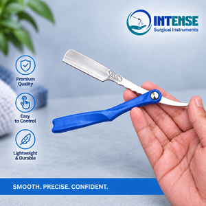 Rasoir professionnel en acier inoxydable pour barbier avec 3 lames de rechange, outil de rasage à bord droit pour hommes, salon de coiffure - Product Image 3