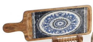 Plateau de service rectangulaire en bois peint à la main, motif uni, vaisselle moderne pour mariage, fête, cuisine, table à manger - Product Image 6