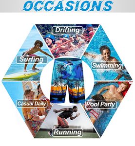 Quick Dry Drawstring Swim <b>Trunks</b> Stretch Beach Shorts <b>Men</b> Surfing Board Short Swimwear Swimming Shorts - Product Image 5