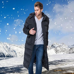 <b>Men's</b> Long <b>Winter</b> Puffer Coat Packable <b>Waterproof</b> Warm Puffer <b>Jacket</b> with Hooded Compressible Insulated Cold Weather Outerwear - Product Image 4