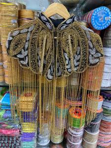 Kushang Textile Women's Ethnic Handmade Floral Regular <b>Poncho</b> Fringes Breathable Fabric for Gujarat Wedding Occasions Outdoor - Product Image 2