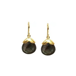 Handcrafted Labradorite Gemstone Drop <b>Earrings</b> Gold Plated Teardrop Design Fashion Jewelry for Everyday Wear - Product Image 2