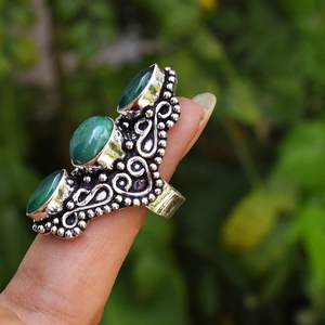 Bague en argent malachite, bague en argent sterling 925 pour elle, bijoux faits à la main - Product Image 3