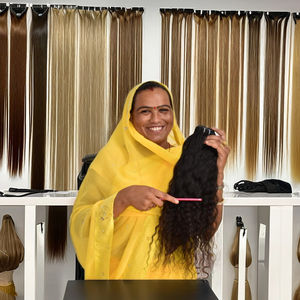 100% naturel non traité indien Temple cheveux cuticule aligné brut bouclés Double trame Texture Remy vague profonde vague lâche cheveux humains - Product Image 5