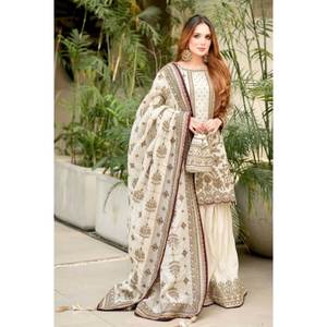 Salwar Kameez Premium con Bordado Floral, Materiales Reciclados, Sin Arrugas, Elástico, para Fiestas, Festivales, Estilo Informal, Indio - Product Image 2