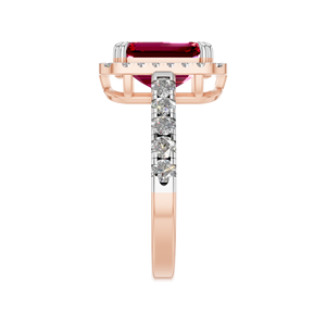 Personnalisable 14K 18K Or Rubis Solitaire Halo Bague IGI Certifié Taille Émeraude Bijoux De Mariage Prix Compétitif En Gros En Vrac - Product Image 2