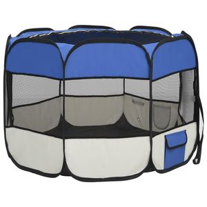 Blue Foldable <b>Dog</b> Playpen with <b>Carrying</b> Bag 35.4"x35.4"x22.8" Playpen for Canine Care - Product Image 4