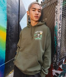 Sweat à capuche imprimé Pea nuts Sno opy Take a Hike pour homme, vert, en coton, décontracté, avec poche avant, coupe classique, pour le printemps - Product Image 6