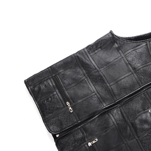 Gilet en cuir pour homme avec logo personnalisé, en cuir de vache véritable, veste sans manches de motard, haute qualité, vente en gros - Product Image 5