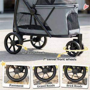Poussette pour animaux de compagnie grise facile à transporter, poussette pour chien pratique pour les voyages - Product Image 4