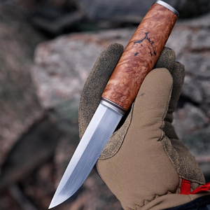 Handmade Puukko Knife Fixed Blade Damascus Steel Medieval <b>Work</b> Viking Knife With <b>Leather</b> Cover - Product Image 3