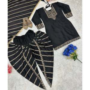 ชุดเสื้อ dhoti dupatta ชุดปาร์ตี้ที่สวยงามของผู้หญิง - Product Image 4