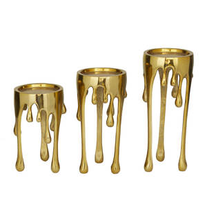 Melting Style Gold Candle Holder Stand For Home Decor Creative <b>Table</b> Centerpiece Display Shelf Or Console <b>Table</b> Accent - Product Image 4