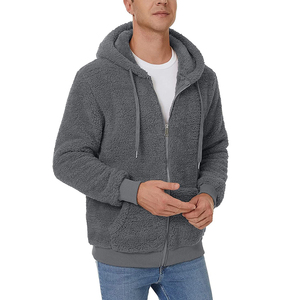 Sweat-shirt à capuche en polaire gris pour homme, coupe classique, vêtements décontractés d'hiver, 100% polyester, impression numérique - Product Image 4