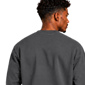 <b>Grey</b> <b>Men</b> Sweatshirt Crew Neck Long Sleeve Pullover Casual <b>Fleece</b> Top Custom Logo Streetwear Winter Sportswear - Product Image 4