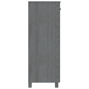 Armoire à chaussures moyenne en bois de pin massif gris foncé, étagère à chaussures fonctionnelle - Product Image 4