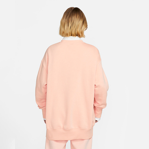 OEM Custom Women's Oversize Fleece Pullovers Sweatshirt Crewneck Embroidery <b>Letters</b> <b>Applique</b> Washed Loose Drop Shoulder Winter - Product Image 2