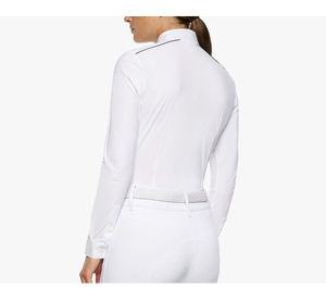 Camiseta de equitación transpirable de malla blanca para mujer, capa base para montar a caballo, camiseta de polo para competición, tops para espectáculos ecuestres - Product Image 2