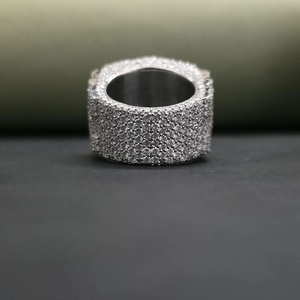 Unisex Men's & Women's <b>Iced</b> Moissanite Cluster <b>Ring</b> 925 Sterling Silver Hip Hop Style Prong Setting Anniversary Engagement Gift - Product Image 2