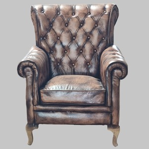 Vintage Style Highback Armchair with Fabric Upholstery and Durable Wooden Legs Comfortable Accent Chair for Living Room - Product Image 1