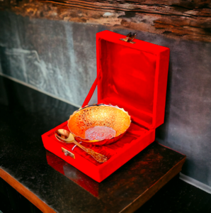 Juego de regalo de lujo de cuenco y cuchara de plata alemana hechos a mano de Jaipurios, con caja de terciopelo rojo, para servir frutos secos, regalo de boda, regalos. - Product Image 1