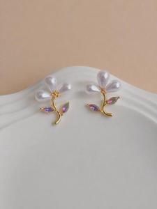 Pendientes de Perlas con Acabado Plateado, Ligeros, para Uso Diario, Estilo Étnico, Producto al por Mayor, Joyería de Moda para Mujer - Product Image 5
