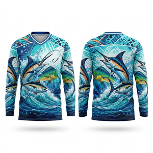 Service OEM en gros, maillot de pêche personnalisé 100% polyester respirant à séchage rapide, haute qualité, sublimé, manches longues, protection UV - Product Image 5