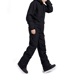 Combinaison de ski imperméable pour femme, noire, 10 000 mm, avec capuche, isolation synthétique, fermeture éclair, tenue de sport d'hiver pour l'extérieur - Product Image 5