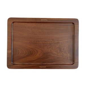 Plateau rectangulaire en bois haut de gamme avec poignée, style basique personnalisé, couleur noyer, écologique, antibactérien, qualité alimentaire, usage commercial - Product Image 5