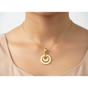 Wholesale 10k Gold Heart Pendant VVS1 Lab Diamond Necklace Manufacturer Custom Modern Concentric <b>Circle</b> Jewelry for Women - Product Image 1