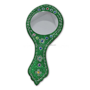 Affordable Beautiful <b>Mirror</b> & Lac Glitter Worked Hand <b>Mirror</b> Special Round Luxurious <b>Mirror</b> With Different Designs - Product Image 3