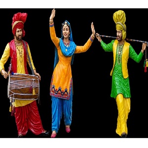Estatuas de Fibra de Vidrio Rangla Punjab, Compre Figuras Tradicionales de Danza Punjabi para Decoración de Eventos, Accesorios de Decoración para Bodas Punjabi - Product Image 1
