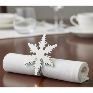 Anneaux de serviette en métal en forme de flocon de neige, élégants, plaqués argent, pour Noël, mariage, dîner, décoration de table, porte-serviettes - Product Image 1