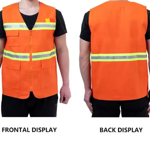 Chaleco de Seguridad Reflectante Naranja para Hombre, Transpirable, de Poliéster, Informal, para Primavera, Color Sólido, Tejido, Tipo Pullover - Product Image 4