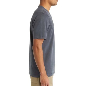 T-shirts pour hommes en vente chaude, couleur grise, col rond, t-shirts unis pour hommes avec poche latérale, vêtements d'été en coton, t-shirts à manches courtes surdimensionnés - Product Image 2