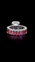 Bague en diamant Moissanite radieuse 4 carats pour femme grande pierre rose Rectangle deux tons pierre précieuse en vrac pour cadeau de mariage de fiançailles