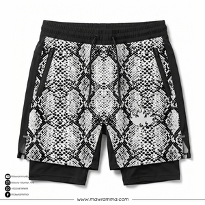 Pantalones Cortos de MMA para Hombre 2 en 1 de Secado Rápido, Transpirables, Elásticos, para Gimnasio, con Forro Interior, Estampado por Sublimación, Diseño de Serpiente, Logotipo Frontal - Product Image 3