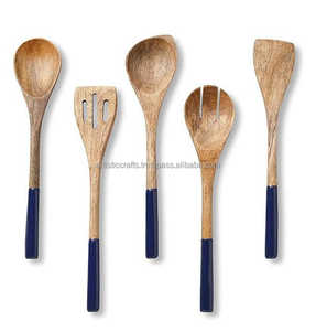 Elegant Solid Acacia Wood Salad Servers Set Efficient Metal Tools <b>for</b> Mixing Serving Wholesale - Product Image 4