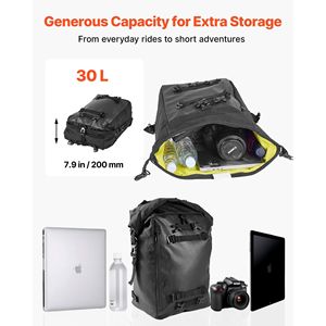 30L impermeabile borsa posteriore posteriore per moto portapacchi per moto sport all'aria aperta porta bagagli universale zaino nero a spalla - Product Image 3