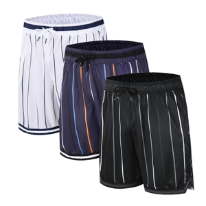 Men's Striped Basketball Shorts Moisture Wicking Quick Dry Drawstring Closure Summer Breathable Regular Fit Adult Polyester - Product Image 1