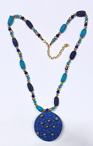Bohemian Flower Eco-friendly Gold Plated Handmade Beaded <b>Necklace</b> Unisex Statement Jewelry <b>Blue</b> Color Unique Design - Product Image 4