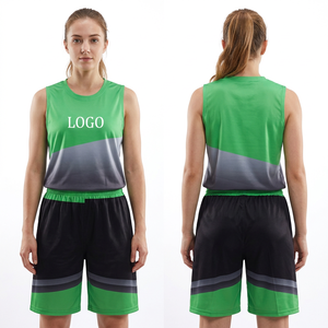 Ensemble de maillot de basket-ball sublimé personnalisé vert, gris, noir, débardeur sans manches avec short à taille élastique, coupe athlétique, adulte unisexe - Product Image 3