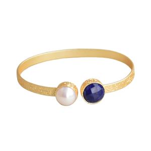 18K Gold Plated Adjustable Brass Bangles Classic Trendy <b>Freshwater</b> <b>Pearl</b> Wings Design Unisex Fashion Jewelry Wholesale Supplier - Product Image 1